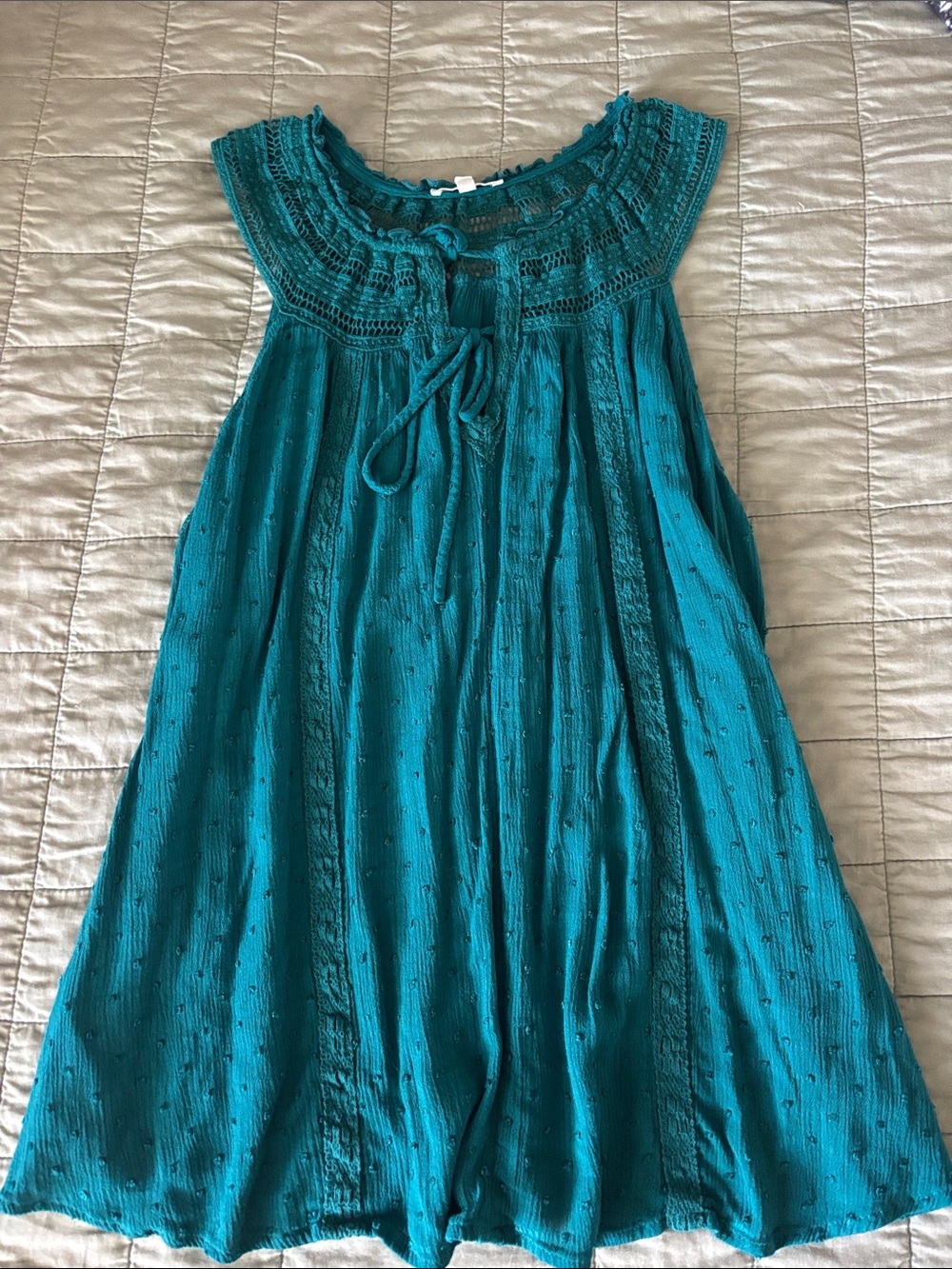 Maurices Teal Crochet Yoke Tank top